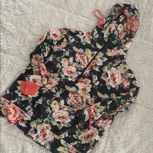 Boutique zip up cowl neck hoodie